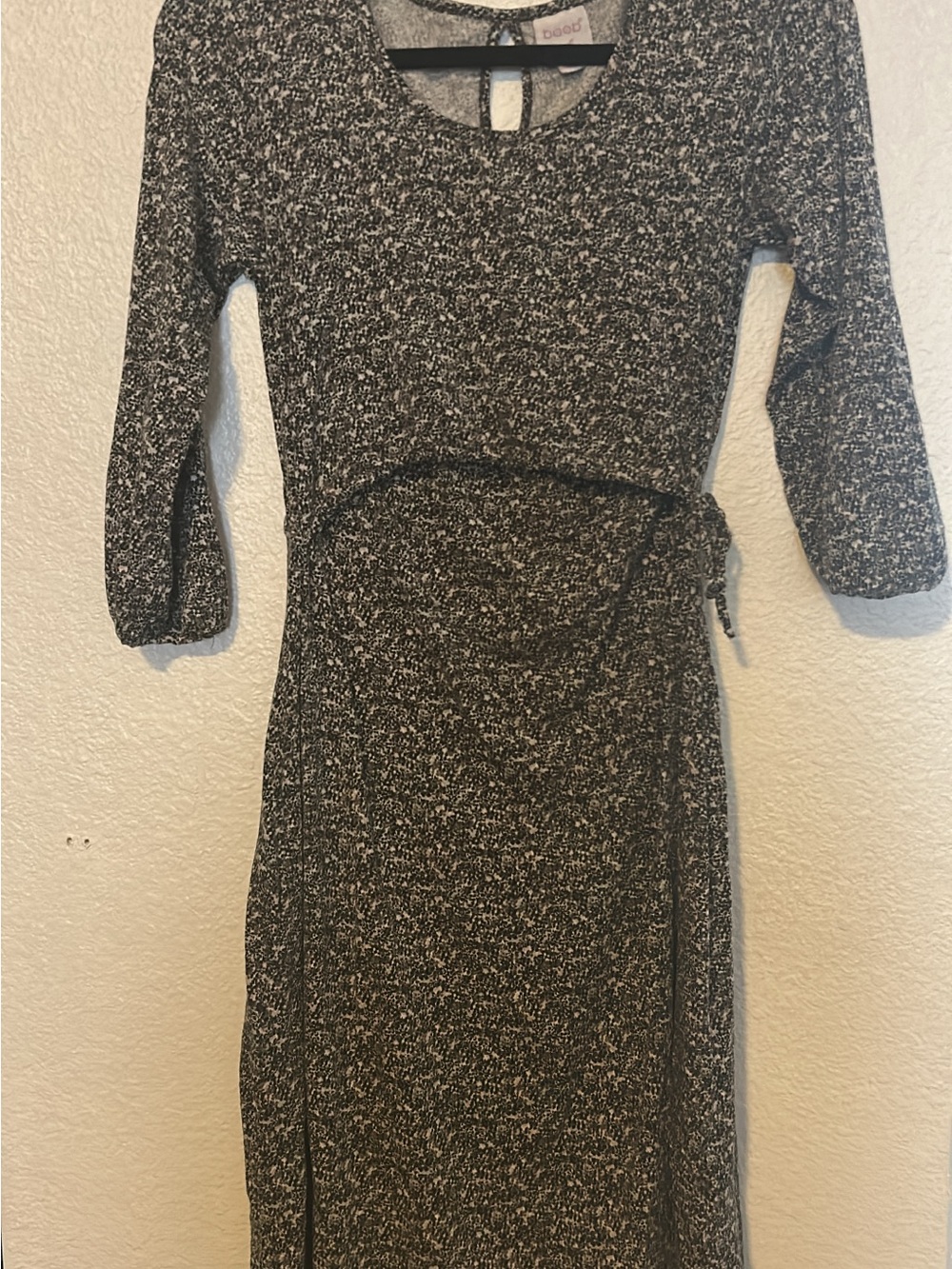Boob Design Black & White Speckled Maternity Nursing Midi Dress